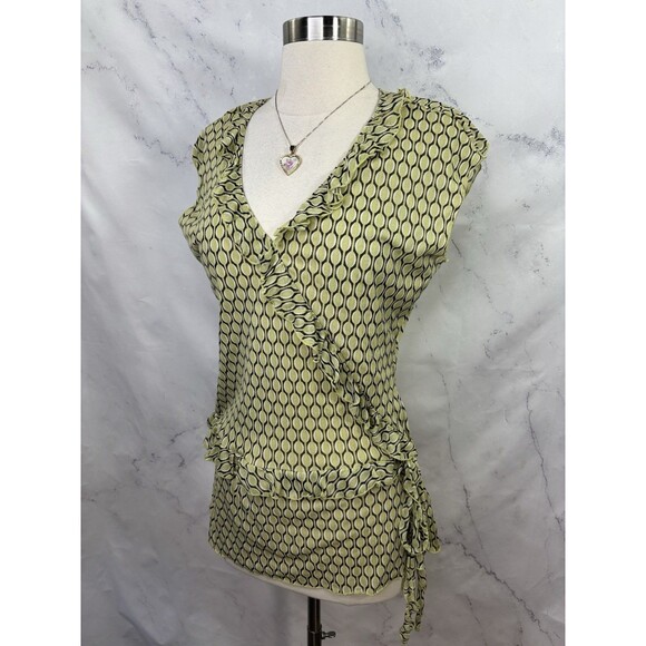 Vtg Y2K Babydoll Top Sz L Mesh Whimsigoth Fairy Grunge Indie Sleaze Green Ruffle - Picture 13 of 15